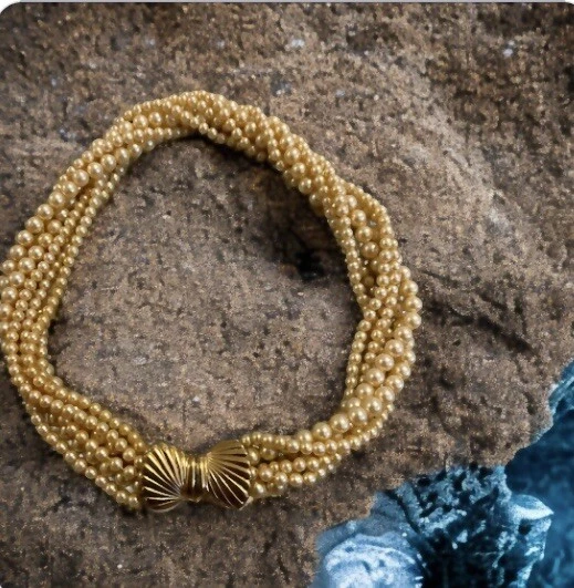 Винтажный TRIFARI жемчуг 6 нитей ожерелье золотистый подкладка застежки 16» шикарный - Изображение 2 из 4
