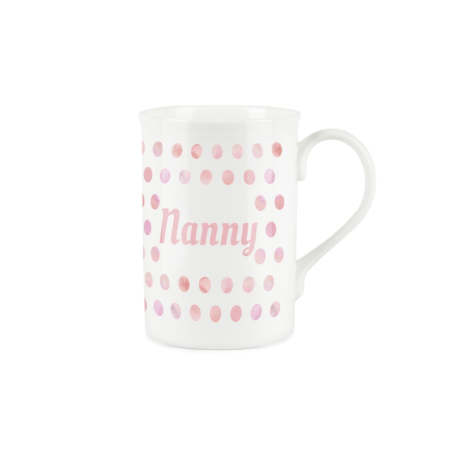 Nanny Mug - Polka Dots Pink Bone China Tea/Coffee Gift for Nannies