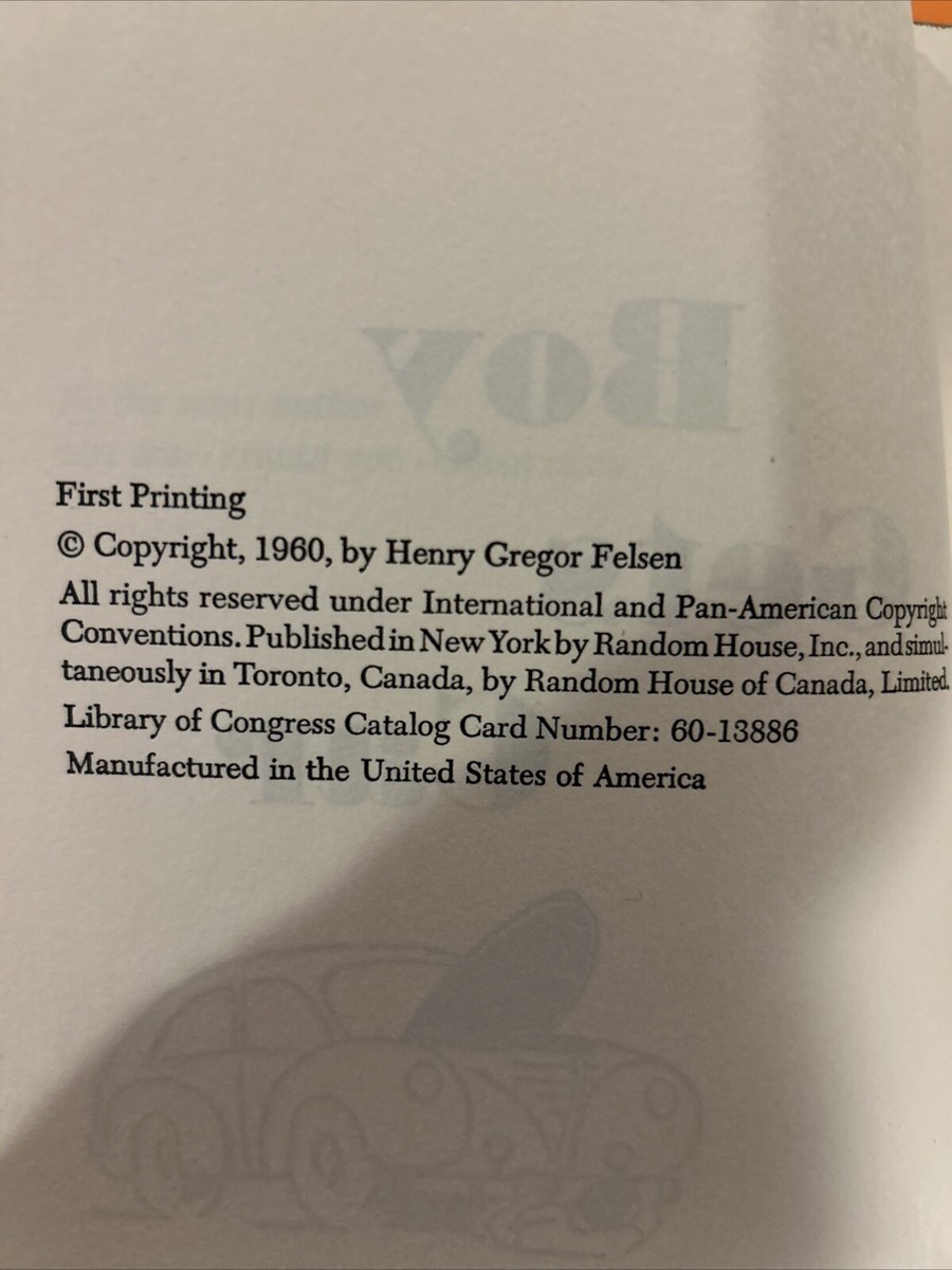 Boy Gets Car by Henry Gregor Felsen - First Printing 1960 | eBay