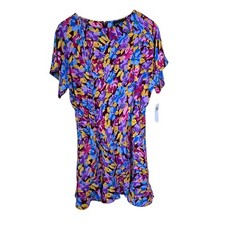 Donna Morgan Floral Print Dress Mini Short Sleeve Multicolor Size 10