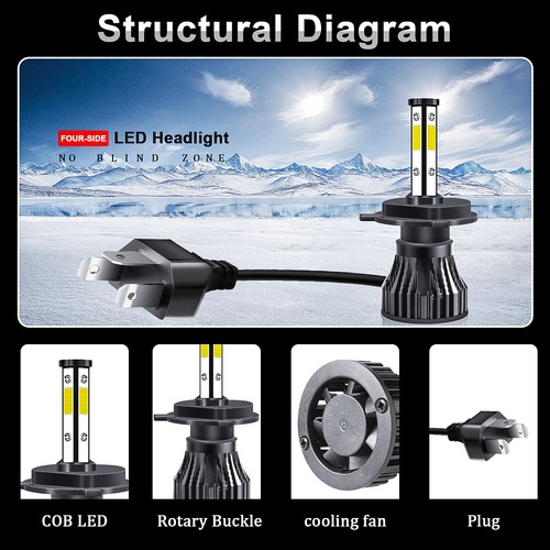 2PC H4 LED Headlight Bulb White 6000K for Nissan Navara D40 D21 D22 - Picture 10 of 14