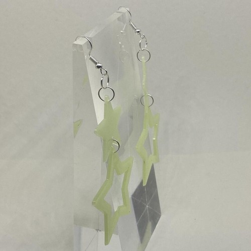 Glow in the dark star earrings , acrylic lightweight Kitsch Fun 5cm to 16cm long - Picture 86 of 90