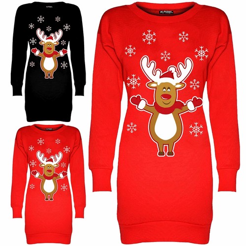 Women Christmas Fleece Rudolph Snow 