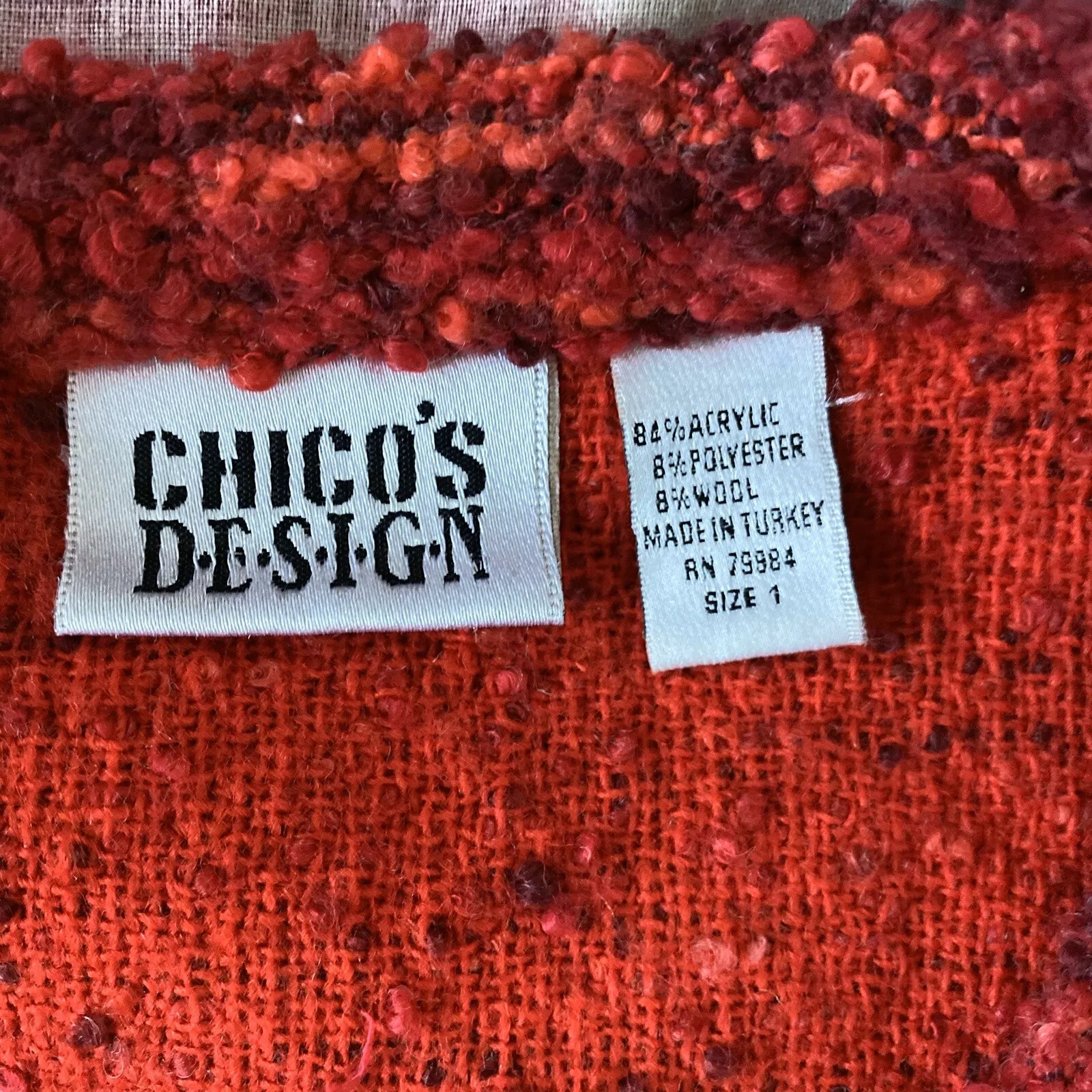Chico's Design Multi-Red Open Front Poly/Wool/Acr… - image 12