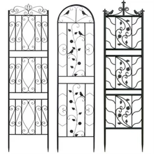 2x Outdoor Metal Wall Decor Garden Trellis Panel for Climbing Plants Roses Vines
