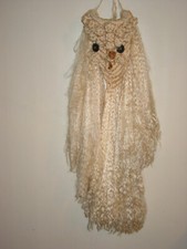 Macrame Poodle White Dog Wall Hanging Kitsch Decor Vintage 1'X2' Handmade
