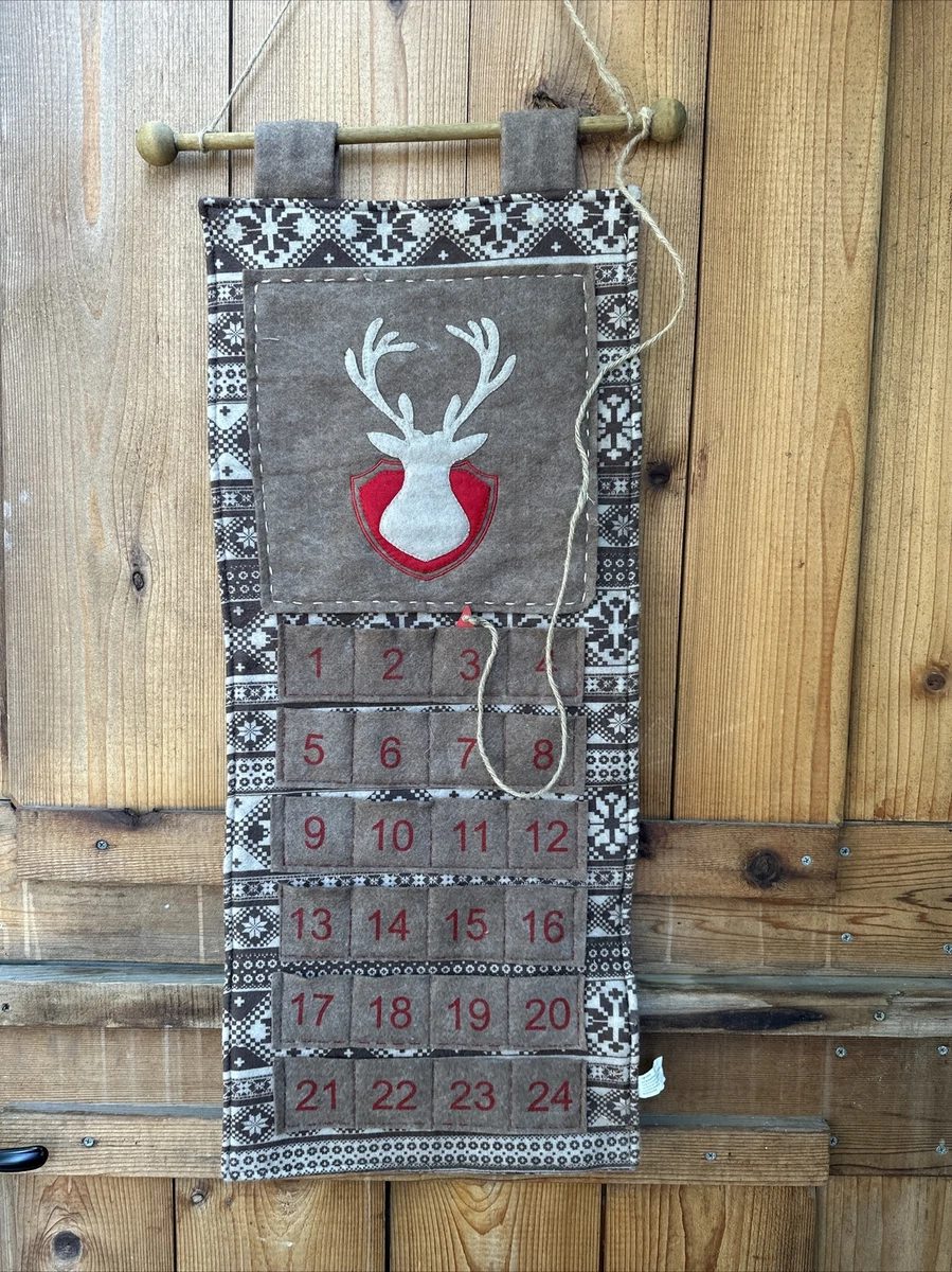Hanging Advent Calendar Wall Christmas Countdown Reindeer Brown Felt | eBay