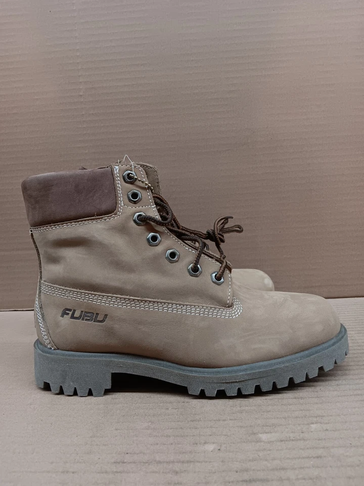 Fubu Brown Round Toe Comfort Lace-Up Ankle Work Kids Boots Sand Size 4.5 /5 - Image 3 of 4
