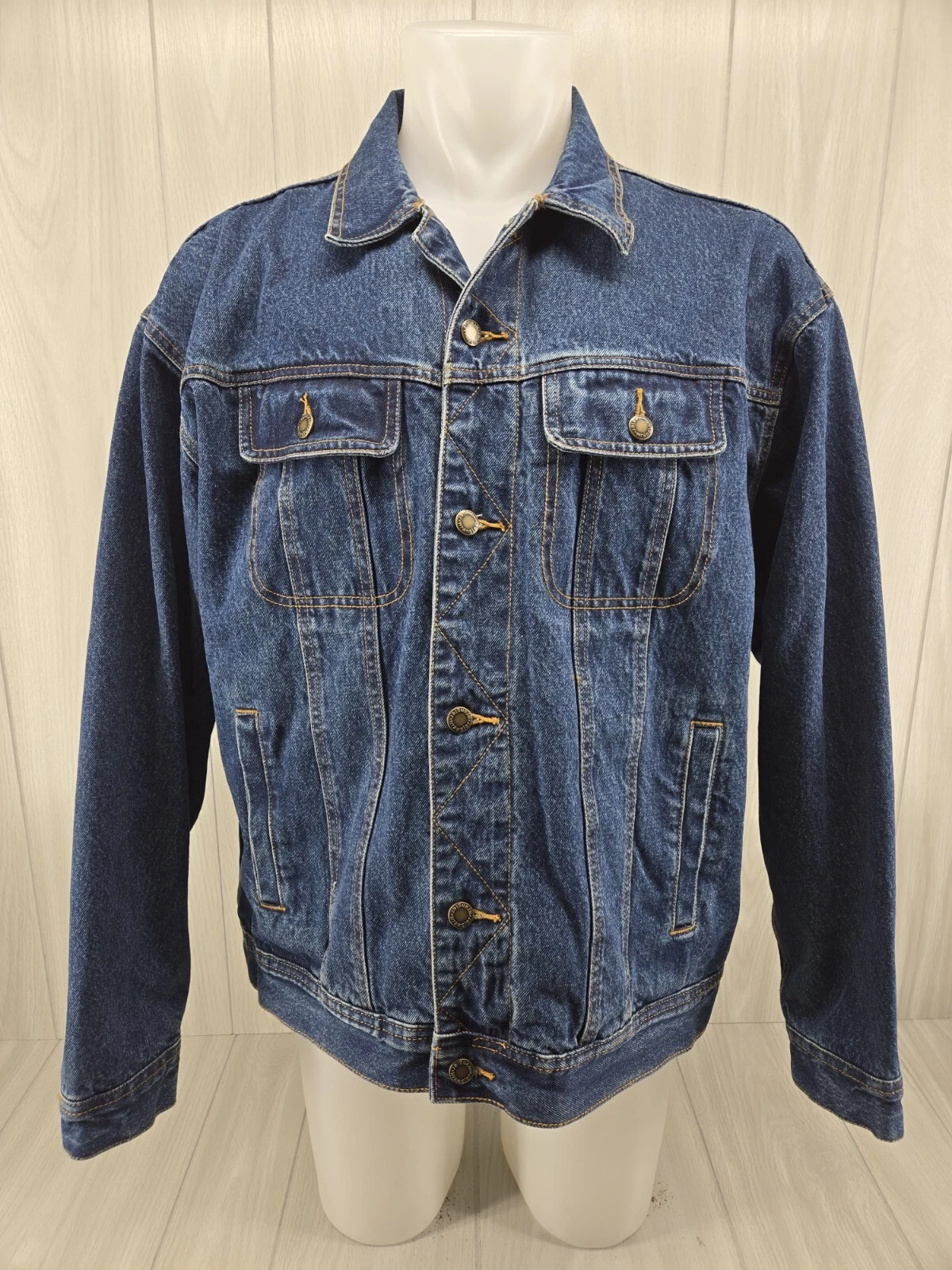 Wrangler Rugged Wear Denim Jacket Flannel Lined XXL Blue Trucker RJK32AN