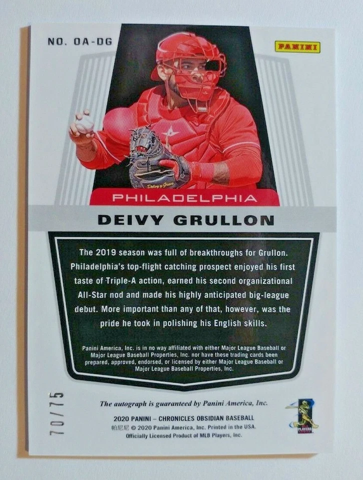 2020 CHRONICLES OBSIDIAN RC AUTO DEIVY GRULLON 70/75 - Image 2 of 2