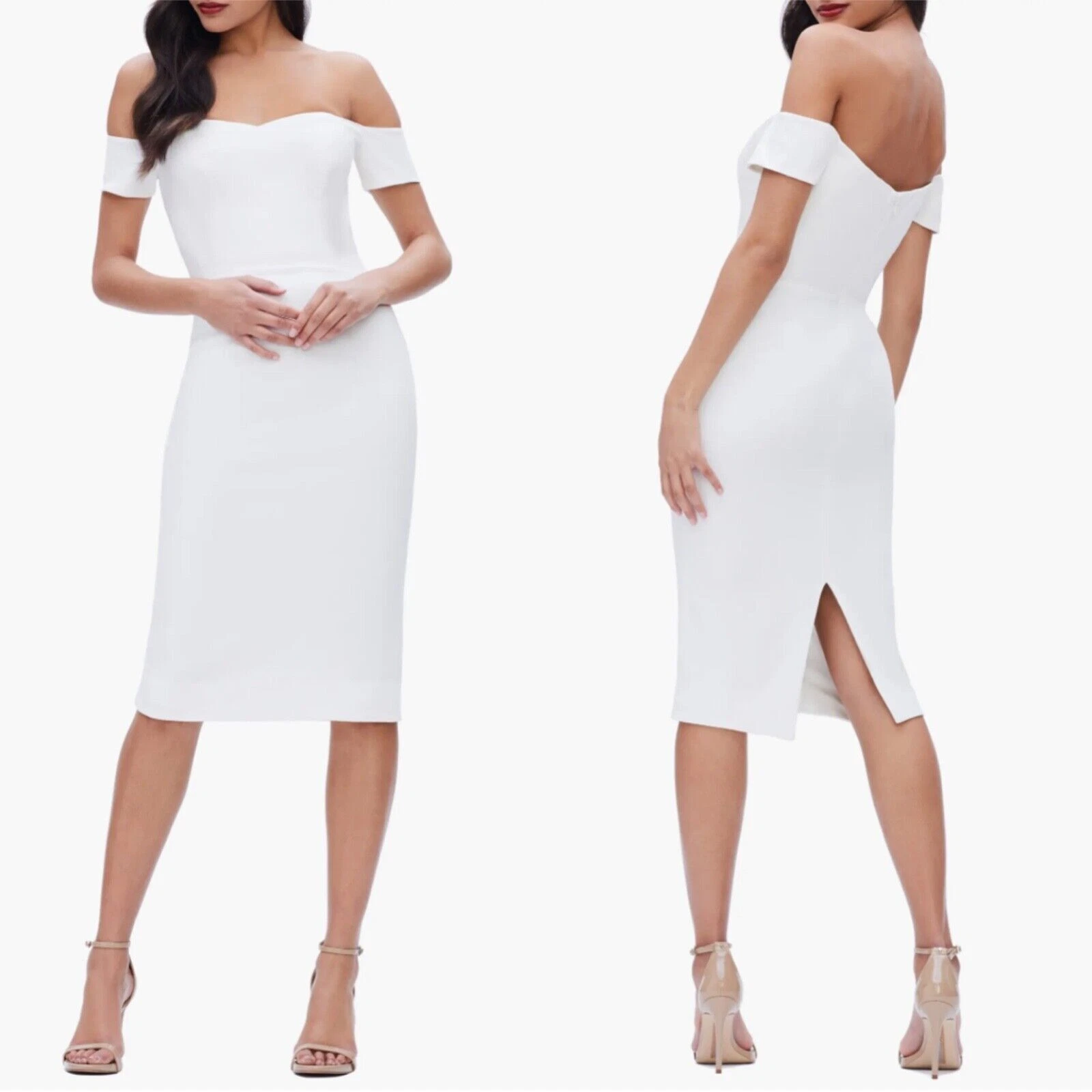 OFF WHITE NUOVO ABITO LA POPOLAZIONE Off White BAILEY Off The Shoulder BODY CON ABITO MIDI