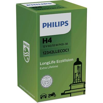 Philips LongLife EcoVision H4 Halogen 60/55W 12V Autolampen Glühlampen