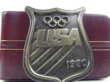 VTG 1980s 1980 Olympics USA Belt Buckle Bergamot Moscow B
