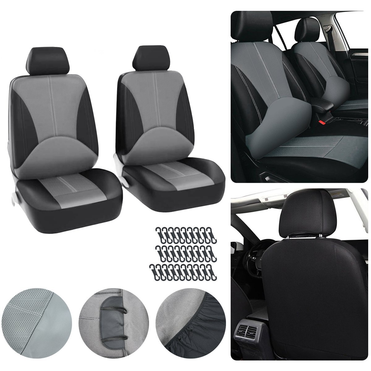 GIANT PANDA Front Car Seat Cover Customized Fit Chevy Silverado 1500 2500 3500 Trucks Seat Protectors,Faux Leather (Red+Black) 2-Pack