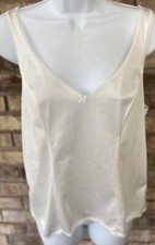 Vintage VASSARETTE Ivory Camisole Lingerie Top w/ Lace Adj Straps USA Medium