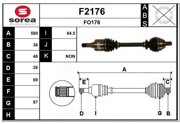 Arbre de transmission SNRA F2176 renforcé pour Ford Focus II trois volumes