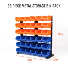 HORUSDY 36pcs Storage Bins 6 Tier Metal Rack Parts Organizer Garage Tool Shelves