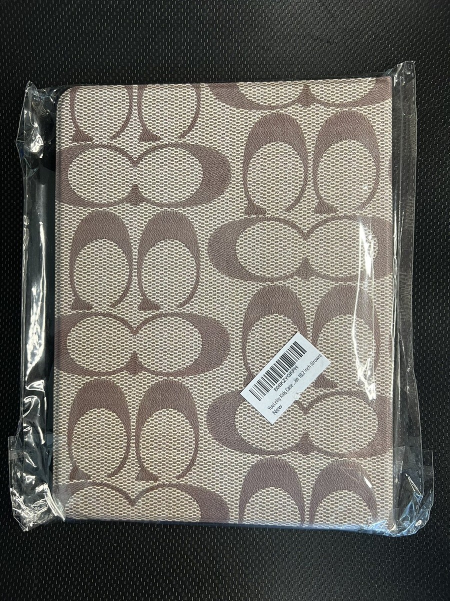 COACH HERITAGE STRIPE & C Logo TABLET IPAD CASE Cover Tan & Black