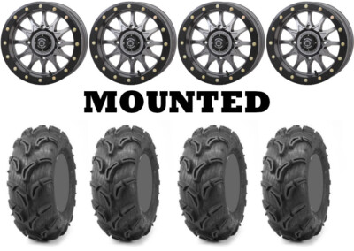 Kit 4 Maxxis Zilla Tires 28x9-14/28x11-14 on Frontline 223 Beadlock Gray TER