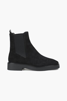 $600 STUART WEITZMAN Henley suede Chelsea boots PLATFORM BLACK 8.5 (PA10)