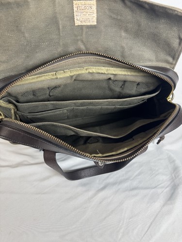 Filson Original Briefcase Otter Green Made in USA with Shoulder Strap - Picture 10 of 13
