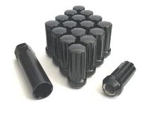 24 BLACK SPLINE LUG NUTS | 14X1.5 | CHEVY GMC SILVERADO HUMMER | 6X5.5 + 6X139.7