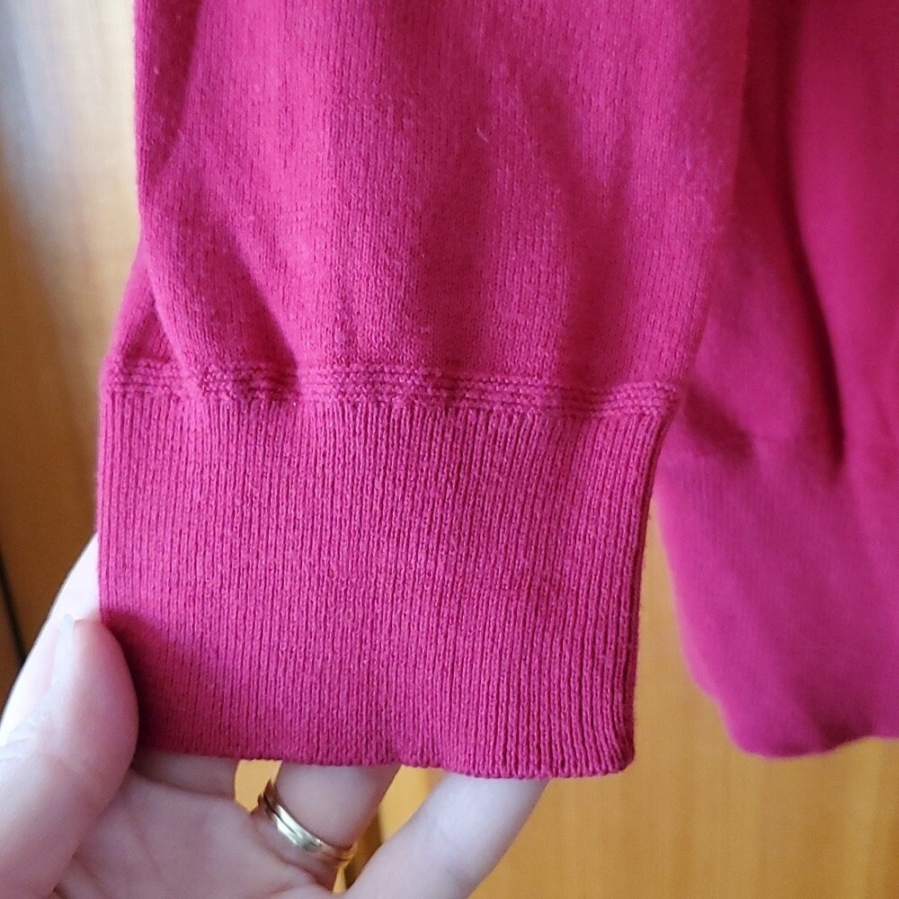 LOFT Womans Basic Lightweight Red Buttondown Card… - image 5