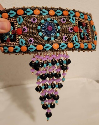 Levand Hand Beaded Statement Belt 29–31” Festival Boho 
