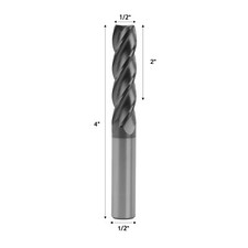 1PCS 4 Flute Solid Carbide 1/2" x 2" x 4" Long End Mill - AlTiN Coated
