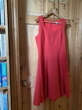 H&M good weight red crepe fit flare skater work occasion smart dress eu 42 UK 14