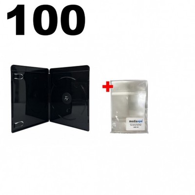 100 PREMIUM SLIM GLOSSY Black 4K Blu-Ray Single Cases 7MM & 100 OPP Bags