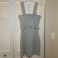 ASOS Design Gingham Cottagecore Ruched Smocked Ruffled Mini Dress Woman Sz 8