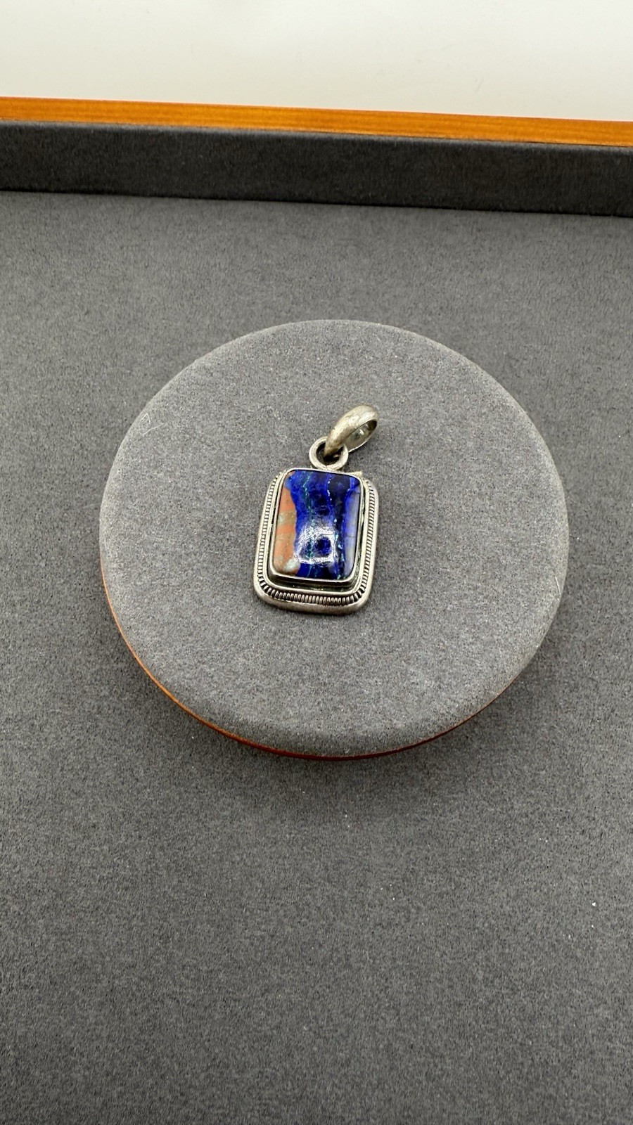 925 Sterling Silver Rectangular Blue Opal-Look Pe… - image 1