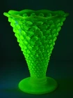 Vintage Fenton Hobnail Yellow Vaseline Uranium Opalescent Glass 5 1/2" Vase