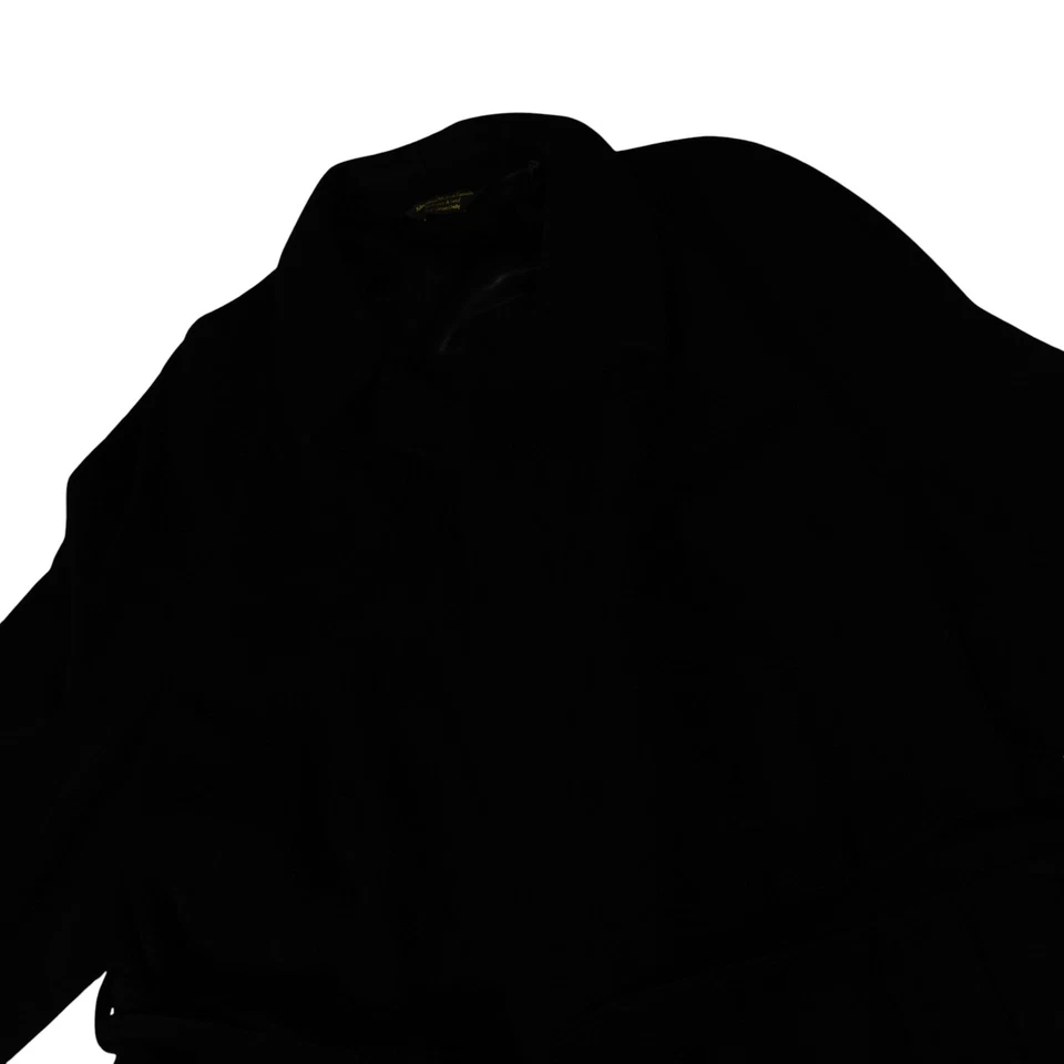 Saks Fifth Avenue 100% Cashmere Wool Coat Belt 44R Black Trench Overcoat  - Image 2 of 4