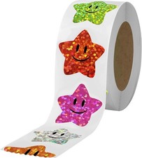 700pcs Smiley Face Star Stickers 1" Sparkly Foil, Kids Reward  Classroom Use