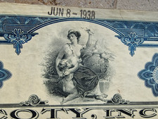 beauty papiery wartościowe z lat 30. 1938 Coty Inc.