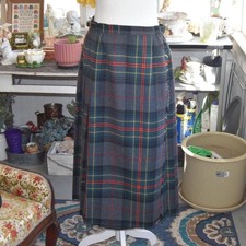 Vintage Crazy Horse Plaid Wool Blend Kilt Skirt Italy Sz 11/12 M