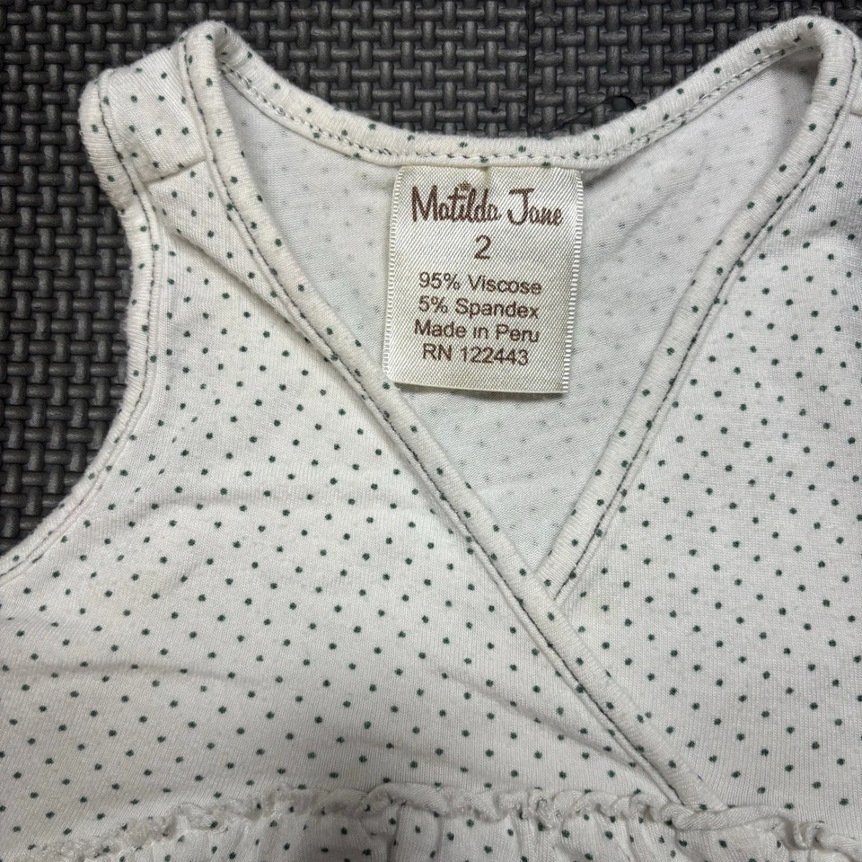 MATILDA JANE House of Clouds Whippy top branco verde bolinhas tanque swing tamanho 2T - Imagem 2 de 4