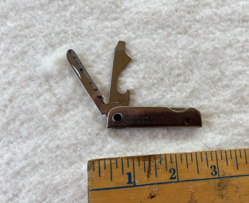 Silver Metal Multi-Tool Knife & Bottle Opener, Folding, Straight Edge, 2" Closed