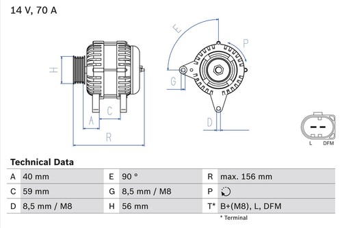 Alternator fits SEAT TOLEDO 1M 2.3 98 to 03 Bosch 038903023K 038903023Q Quality - Picture 2 of 3