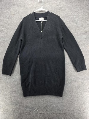 Universal Thread Sweater Dress Womens XS Black V-Neck Knee Length Knit