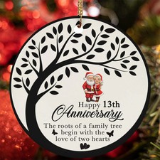 Happy 13th Anniversary Ornament Santa Claus Love Tree Art 13 Year Christmas Gift