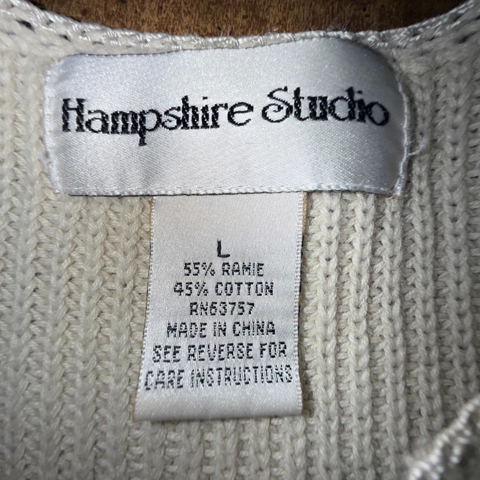 Suéter tejido Hampshire Studio top mujer manga corta beige grande Foto 3 de 4