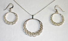 Wunderschönes Meer Edelsteine Silber 925 Halskette & Ohrringe Set Lindisfarne Keltischer Knoten