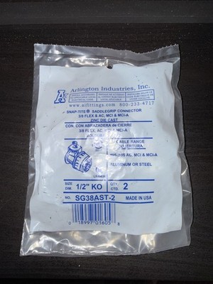 ARLINGTON, snap-tite, 1/2'' KO, non metallic sheathed cable connectors 2 Pack