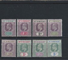 ST VINCENT 1902 SET OF NINE (NO 2½d VALUE) MINT SG 76/84 CAT £150