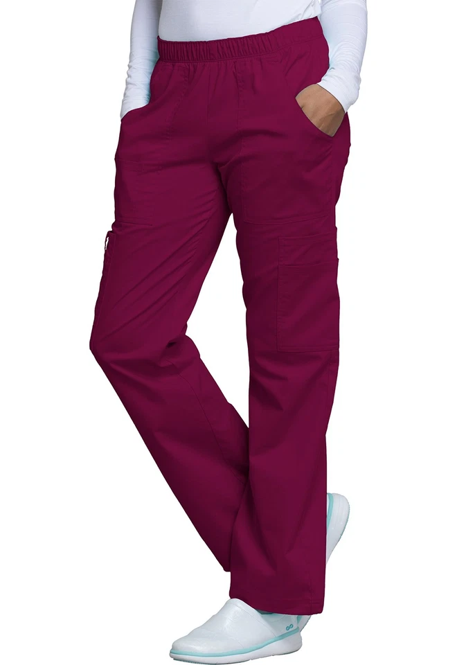 Pantalón de Carga Scrubs Cherokee Workwear tiro medio 4005 WINW Vino Envío Gratis Foto 4 de 4