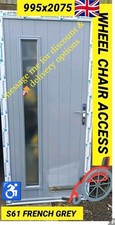 NEW SOLIDOR BRESCIA FRENCH GREY COMPOSITE DOOR PVC FRAME 995 X 2075  WHEELCHAIR 