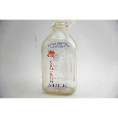 Wainwright Dairy Milk Bottle Glass Clear Farm Fresh Live Oak FL Vintage 64 oz